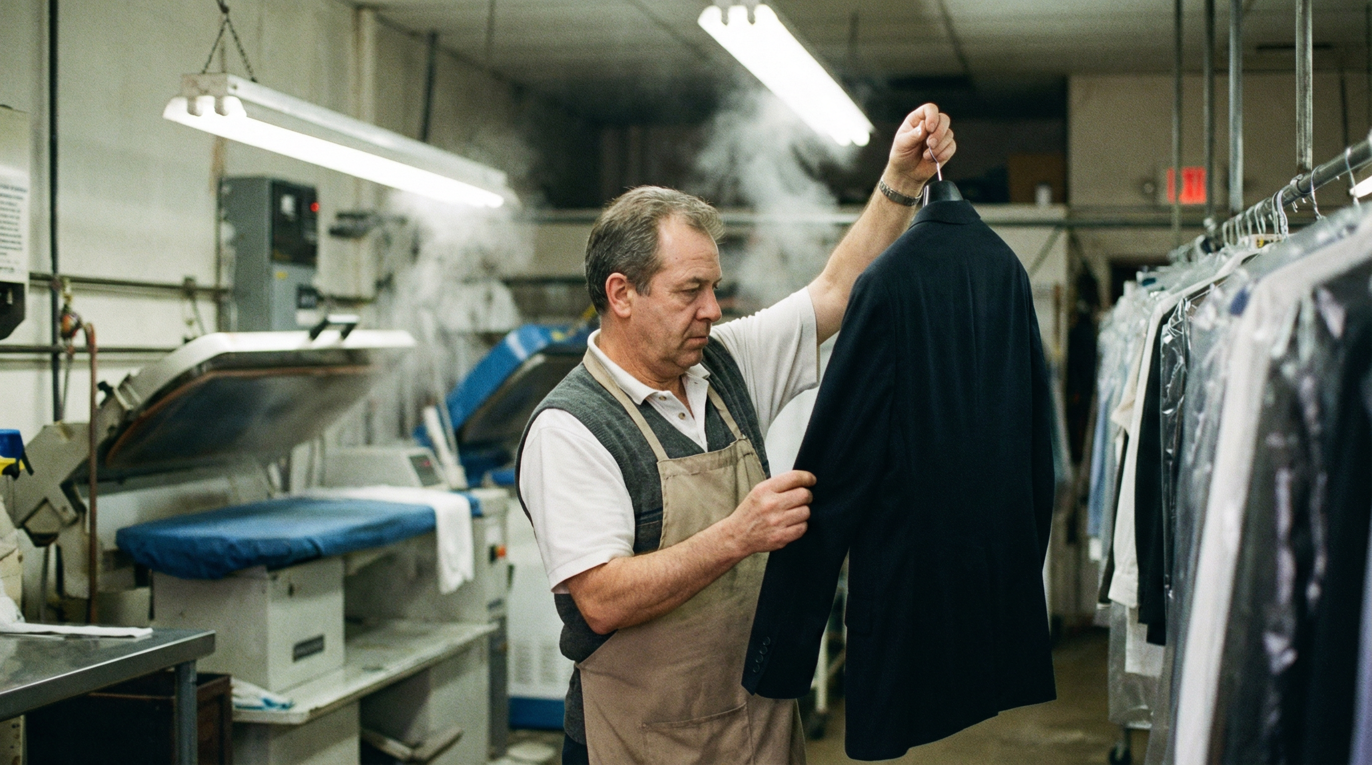 Professional dry cleaning process at Trusteep